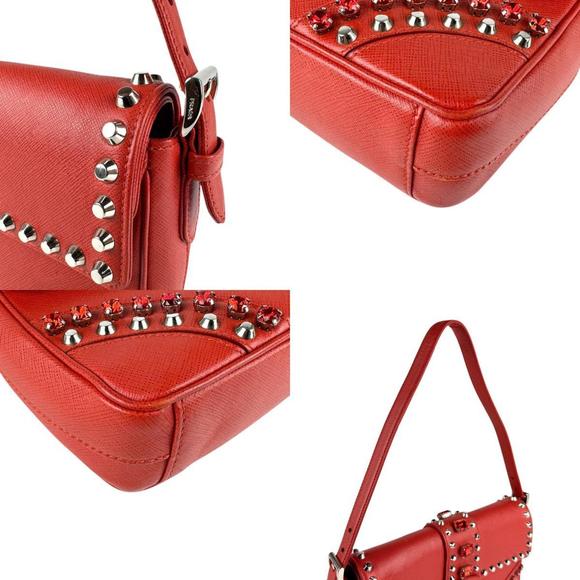 PRADA Red Leather Shoulder Bag - Picture 4 of 5